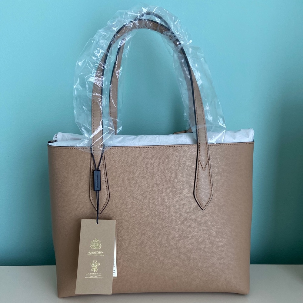 Burberry Small Lavenby Reversible Tote, Camel